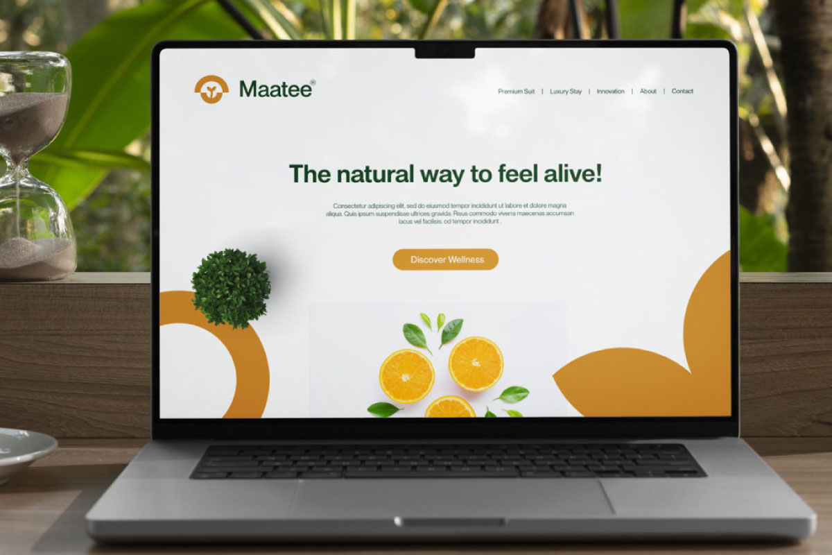 matee-website-mockup graphic design for eco retreat